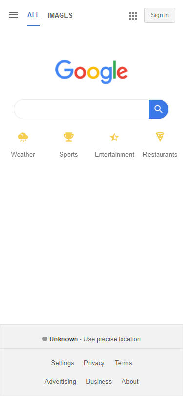 Google Homepage Mobile Screenshot